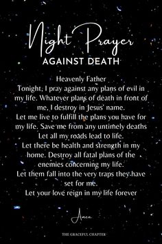 Night prayer against death Midnight Prayer Declarations, Night Verses, Spiritual Warfare Quotes, Nighttime Prayers, Bible Tips, Remember To Pray, Prayer For Work, Prayer Walk