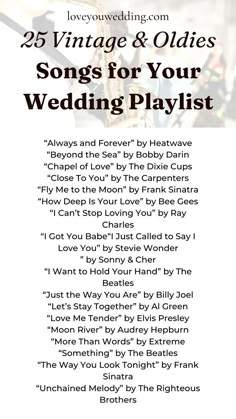 the wedding playlist for 25 vintage & oldies songs for your wedding playlist