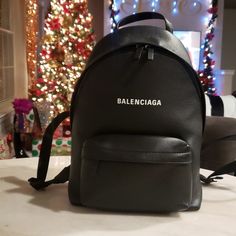 Was Purchased At Neiman Marcus. Please Note They Make 2 Sizes Of This. One Is A Large Backpack And One Is Medium Size. 14"H X 9 ¾"W X 5"D. (Interior Capacity: Medium.) 1.8 Lb. Chanel Gst, Bags Balenciaga, Balenciaga Backpack, Balenciaga Logo, Balenciaga Bag, Large Backpack, Designer Backpacks, Black Backpack, Black Patent Leather