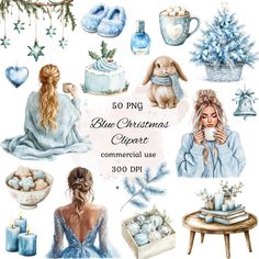 watercolor christmas clipart for commercial use - 300 dpix png files