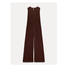 Full length jumpsuit made of dense cotton. Round neckline and sleeveless design. Wide leg. Opening at collar with button closure. Zara High-waist Brown Bottoms, Zara Casual Wide-leg Jumpsuits And Rompers, Zara Brown Cotton Bottoms, Zara Brown Knee-length Dress, Zara Brown Full-length Bottoms, Palazzo Jumpsuit, Trench Coat Dress, Zara Jumpsuit, Tshirt Skirt