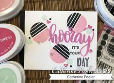 some crafting supplies sitting on top of a wicker mat with the words hooray it's your day