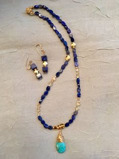 td {border: 1px solid #ccc;}br {mso-data-placement:same-cell;} Lapis, Citrine, Vermeil Gold, Sleeping Beauty Turquoise. 16 Inch. Set with Earrings. Beaded Necklace Ideas, Trendy Silver Jewelry, Body Wisdom, Briolette Necklace, Lapis Jewelry, Beaded Necklace Patterns, Handmade Jewlery, Big Necklace, Jewelry Set Design