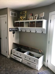 the entryway is clean and ready for guests to use it as a storage space