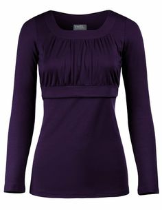 Milk Nursingwear Women's Empire Scoop Neck Nursing Top Long Sleeves-XL-Purple Nursing Clothes Breastfeeding, Labor Gowns, Breastfeeding Fashion, Breastfeeding Shirt, Nursing Fashion, Nursing Wear, Breastfeeding Clothes, Nursing Top, Nursing Tops