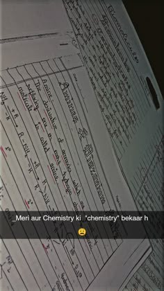 some papers are stacked on top of each other with the words men aur chemistry k'chemsky bokarh