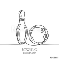 a line drawing of bowling ball and bottle