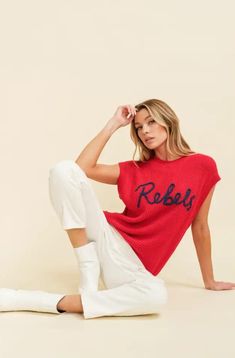 Get ready for game day with this Rebels Ole Miss Embroidered Gameday Sweater. Stand out in the crowd with the embroidered detailing. Ole Miss Game Day Outfit Football, Ole Miss Red Game Day Outfit, Red Game Day Outfit, Ole Miss Game Day, Ole Miss Girls, Ole Miss Sweatshirt