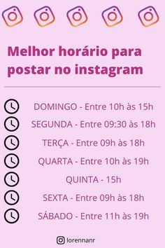 a pink poster with the words mellor horaio para postar no instagramm