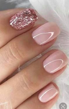 Wedding Nail Art Design, Nails Ombre, Ombre Glitter, Nails Glitter, Cute Gel Nails, Nail Art Wedding, Shellac Nails, Pink Nail Designs, Pink Nail