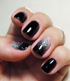 Nail Art Diy Easy, Ombre Nails Glitter, Nail Art For Beginners, Silver Nail, Black Nail Art, Super Nails, Ombre Hair Color, Nail Designs Glitter, Dipped Nails