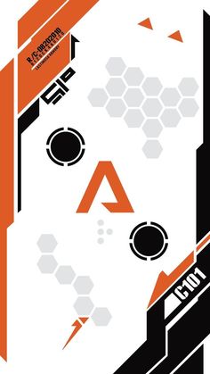 an orange and black poster with geometric shapes on the bottom half of it's face