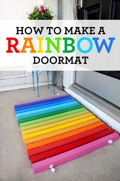 how to make a rainbow doormat for your front porch or patio with instructions and pictures