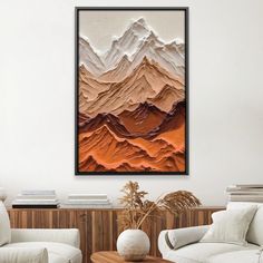 Rough Hills Canvas Art Clock Canvas Embossed Painting On Canvas, Textured Art On Wood, Diy Textured Wall Art Mountains, Texture Mountain Art, Structured Wall Art, Unique Textured Art, Textured Canvas Art Mountains, Mountain Texture Art, Mountain Texture Painting