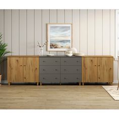 This 3-in-1 sideboard buffet cabinet offers a smart solution for keeping your dining area organized and stylish. Crafted from a mix of solid and engineered wood, it features a sleek design with a finished back, making it a versatile addition to your space. With six spacious drawers and four interior shelves, there's ample room to store everything from plates and utensils to pots and pans. The wide tabletop is ideal for showcasing your coffee machine or favorite decor pieces. Plus, the silver har Kitchen Buffet Table, Doors For Kitchen, Buffet Cabinets, Room 101, Doors Vintage, Grain Design, Kitchen Buffet, Wide Sideboard, Buffet Cabinet