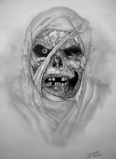 The Mummy Iron Maiden Tattoo, Zombie Drawings, Zombie Monster, Horror Drawing, Pumpkin Drawing, Creepy Halloween Decorations, Halloween Pumpkins Painted, Egyptian Tattoo, Halloween Mummy