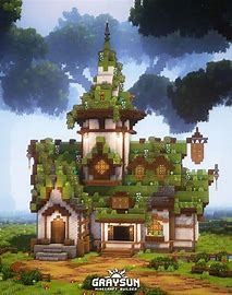 an image of a house made out of plants and trees in the middle of a field