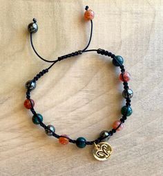 Aries Bracelet, Fire Agate, Aries Zodiac, Hematite Beads, Agate Beads, Arm Band