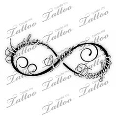 an image of a tattoo design with the word love and two hearts on it's side