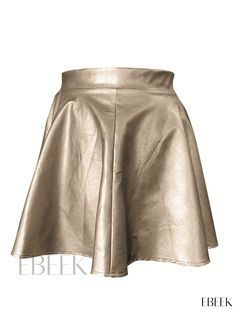 Ebeek - Womens Plus Size Casual Skirt: Solid Waist Band A-line Faux Leather Mini Skirt with Medium Stretch Trendy A-line Party Skirt, Solid Mini Skirt For Fall Party, Elegant Metallic Mini Skirt For Spring, Fall Party A-line Bottoms, Elegant Faux Leather Summer Skirt, Elegant Summer Faux Leather Skirt, Spring Party Faux Leather Mini Skirt, Elegant Faux Leather Mini Skirt For Summer, Faux Leather Mini Skirt