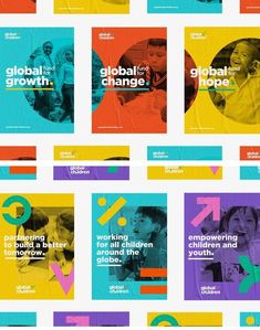 an image of the cover of global growth brochure, with different colors and shapes