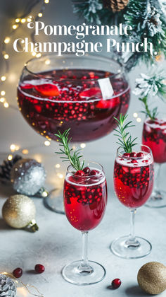 "Discover the perfect Pomegranate Champagne Punch Cocktail Recipe for your  next celebration! This festive drink combines the vibrant flavors of  pomegranate with bubbly champagne, making it an ideal choice for holiday  cocktails and sparkling cocktail recipes. Impress your guests with this  easy champagne cocktail that’s perfect for any party. Explore delicious  party punch ideas and elevate your gatherings with this refreshing and  colorful punch. Cheers to unforgettable moments!" Food In Champagne Glasses Party Ideas, Sparkling Punch Alcoholic, Champagne Holiday Drinks, Chambord Cocktails Recipes, Winter Champagne Cocktail, Champagne Holiday Cocktails, Champagne Christmas Drinks, Christmas Prosecco Cocktails, Champagne Drinks Recipes