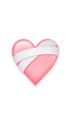 a pink and white heart with a ribbon on it's side, against a white background