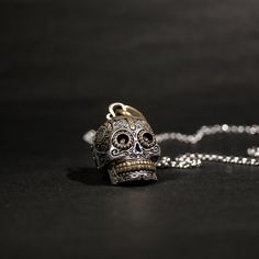 Sugar Skull Necklace, The Whispers, Skull Pendant Necklace, Biker Jewelry, Detailed Necklace, Skull Jewelry, Skull Necklace, Skull Pendant, Men's Necklace