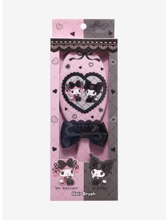 My Melody & Kuromi Lolita Hair Brush | Hot Topic My Melody And Kuromi, Melody And Kuromi, My Melody Kuromi, Lace Heart, Heart Dress, Minimalist Nails, Lace Making, Satin Bow, My Melody