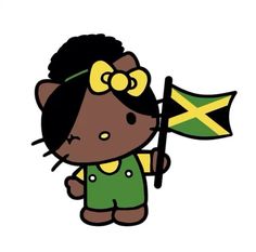 a cartoon character holding a jamaica flag