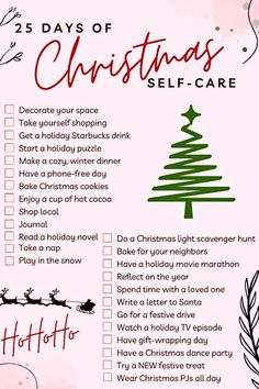 the 25 days of christmas self care checklist