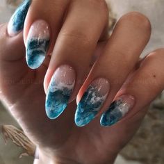 Beach Ocean Nails, Hawaii Nails, Colorful Nails, Summery Nails, Her Nails, Nail Art Summer, Pretty Acrylic Nails, Chic Nails, Nails Inspo