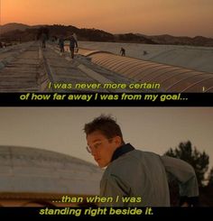 two different scenes from the movie, one with an image of a man walking down a path