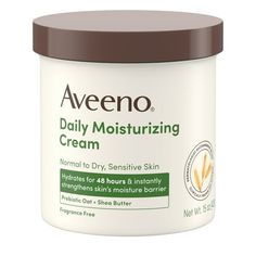 Moisturize your sensitive, dry skin on your body, hands, and face with Aveeno Daily Moisturizing Cream with prebiotic oat and shea butter. Designed for normal to dry, sensitive skin, this moisturizer from Aveeno, a dermatologist-recommended skincare brand for over 70 years, instantly strengthens skin's moisture barrier and hydrates for 48 hours. The velvety cream is clinically proven to provide immediate and long lasting hydration. Suitable for sensitive, dry skin. Leaves skin soft, soothed, nou Baby Dry Skin, Dermatologist Recommended Skincare, Baby Sunscreen, Moisturizer For Sensitive Skin, Shaving Tips, Natural Acne, Body Lotion Cream, Hydrating Shampoo, Acne Solutions