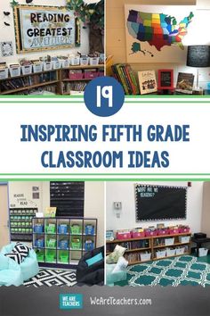 an image of classroom decorations with the text 19 inspirational fifth grade classroom ideas