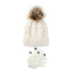 Warm up in style with our Wonder Nation Hat and Glove Set. The hat features a cozy cuffed brim and an adorable pom pom top adding a sweet and trendy touch to her winter outfits. The matching gloves keep her hands snug and ready for all her cold-weather adventures. Only at Walmart. Size: One Size.  Color: Beige.  Gender: female.  Age Group: infant. Baby Backpack, Pom Pom Hat, Girl Backpacks, Cloth Bags, Cold Weather, Gender Female, Winter Outfits, Age Group