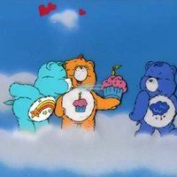 there are two bears eating cupcakes in the sky