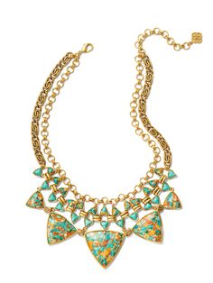 It’s the statement style that’ll make you the star of the rodeo—or any other event, for that matter. The Emily Vintage Gold Statement Necklace in Bronze Veined Turquoise Magnesite Red Oyster combines Western design with vintage-inspired metal and veined stones for a bold style that’s meant to stand out. This necklace is a part of Yellow Rose by Kendra Scott——a brand that celebrates ranch life with Kendra Scott staples alongside select curated jewelry pieces and accessories. Metal Vintage 23k Yel Boots 2020, Silver Statement Necklace, Silver Necklace Statement, Ranch Life, Gold Statement Necklace, Western Design, Bold Style, Brass Material, Yellow Roses