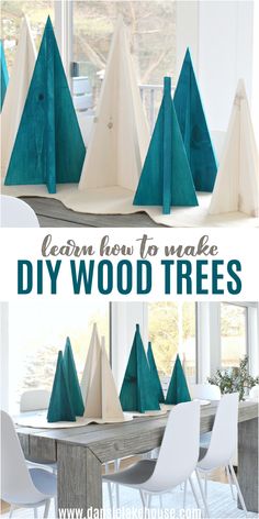 the diy wood trees are ready to be used as decorations for any room in the house