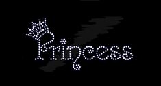 the word princess written in white letters on a black background