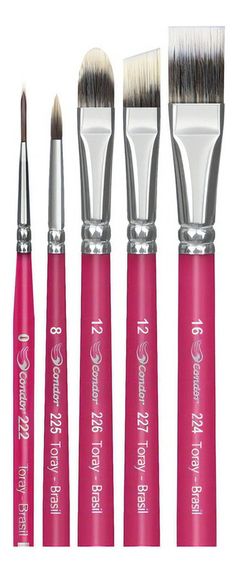 five pink brushes are lined up in a row with the words, i love you