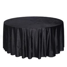 a round black tablecloth with pleated edges on white background for an elegant look