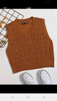 Cropped Sweater Vest, Knit Cropped Sweater, Brown Vest, Mocha Brown, Simple Trendy Outfits, New Wardrobe, Knitwear Women