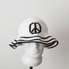 On sale is a new cool and original collection of crochet cotton yarn men's and women's bucket hats embroidered with the symbol of freedom of the world.  The brim keeps its shape thanks to a special knit technique. Individual and skillful handmade, preserving the uniqueness of each piece. Sizes: M- L (Size according to the head size shown in the last image) Material: 60% cotton + 40% acrylic. Care: Hand wash I'm always excited to try something new! If you have ideas for a hat, please feel free to Crochet Cotton Yarn, Crochet With Cotton Yarn, Symbols Of Freedom, Crochet Bucket, Mens Bucket Hats, Crochet Bucket Hat, Halloween Hats, Outfit White, Hat For Men