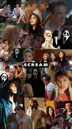 scream collage with many different pictures and words