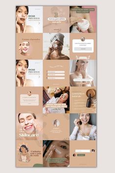 a collage of photos showing different types of skin care products