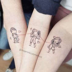 two people with matching tattoos on their arms