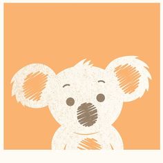 a drawing of a koala bear on an orange background