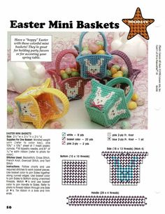 an article in the knitting book has pictures of small baskets with bunny designs on them