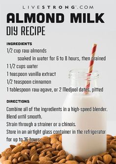 almond milk recipe with instructions on how to use it